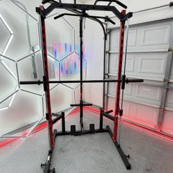 Brand New OPPSDECOR All-in-One Adjustable Smith Machine with LAT-Pull Down System Multi-Function Power Cage for Home Gym Cable Crossover SKU328-G