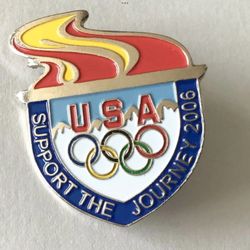 2006 USA Olympic Souvenir Lapel Pin Visa Support The Journey Silver-tone Sports Collectible