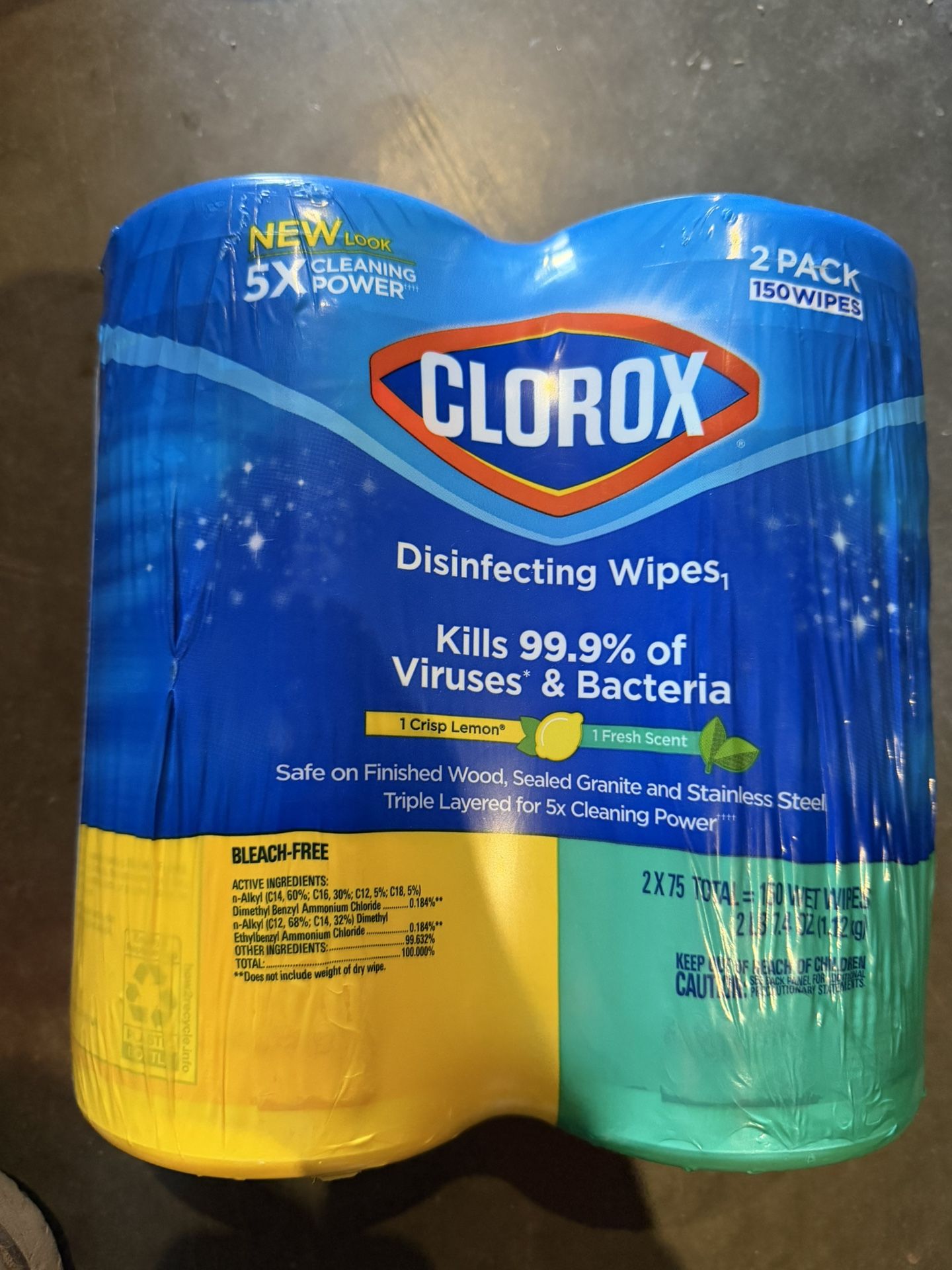 Clorox Disinfected Wipes Virus And Bacteria 150 Wet Wipes, Bleach Free Five Times Cleaning Power