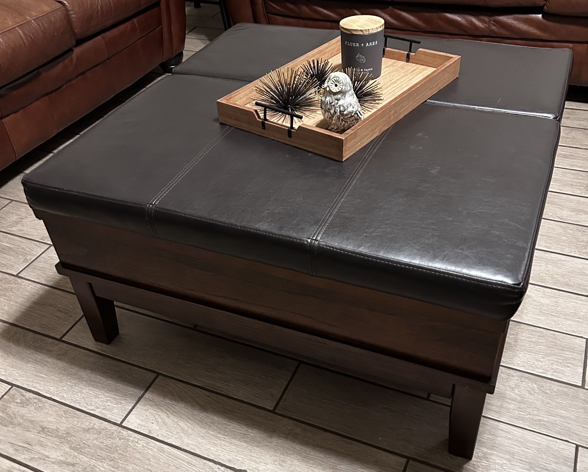 Leather Ottoman  38x38x19 Inches $ 35 OBO