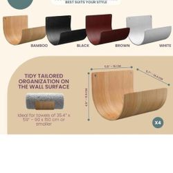 Bamboo Towel Rack by Aura Nest Set of 4 Wood Towel Racks Bamboo Bathroom Accessories -Wall Towel Holder 