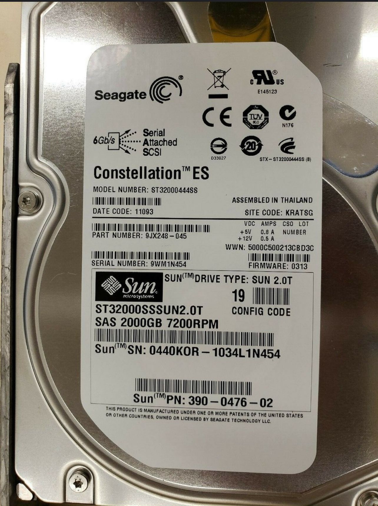 SEAGATE - ST(contact info removed)4SS - 2TB 7.2K SAS 6.0Gbps 3.5Inch 16MB Cache Hard Drive