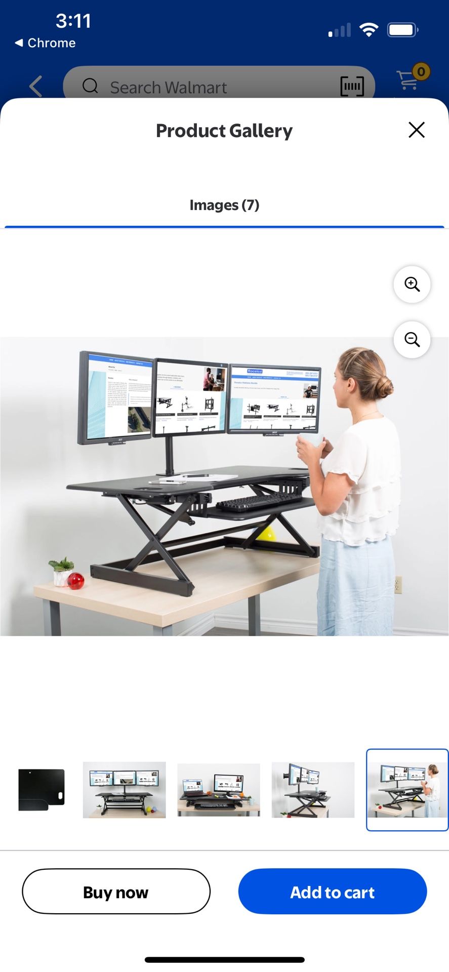 Rocelco 46” height-adjustable sit-stand desk converter with gas piston assist system for smooth heig