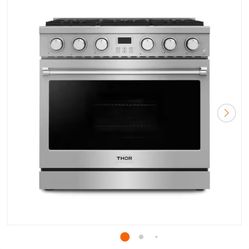 Contemporary 36-in 6 Burners Freestanding Gas Range with convection oven in Stainless Steel