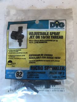 Adjustable spray jet on 10/32 thread micro sprinkler 2 pack