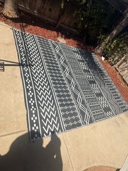 Large Black and White Outdoor Area Rug with led lights