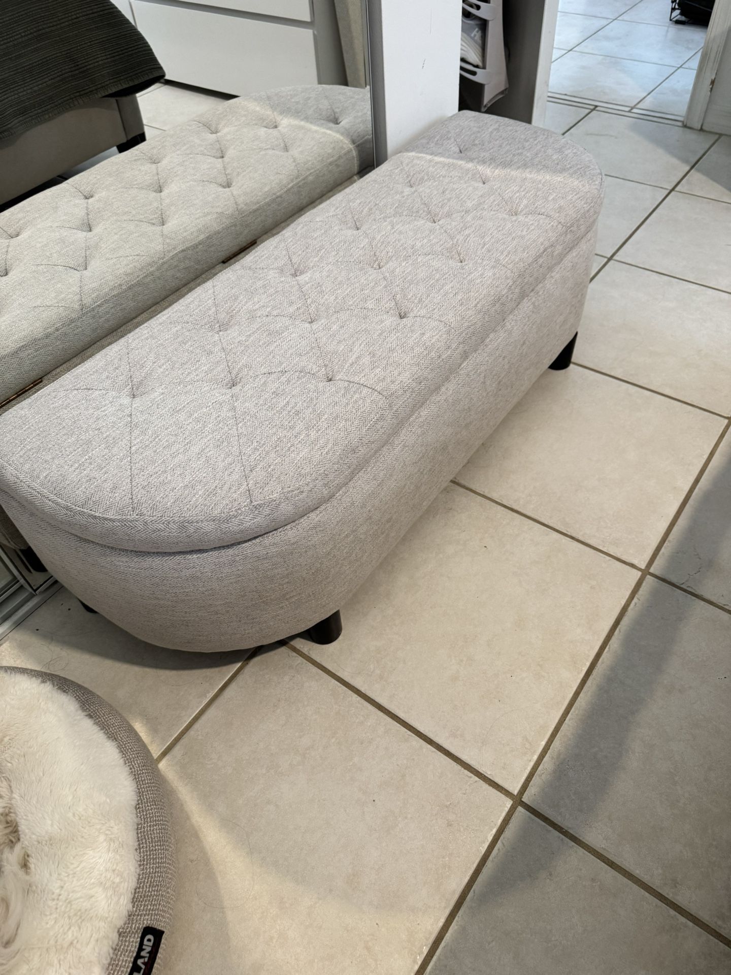 Light Gray Storage Bench – Like New!