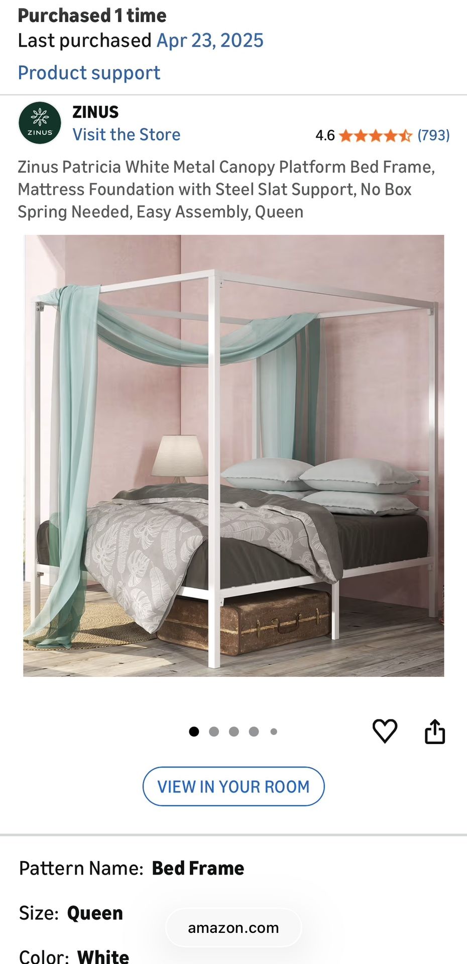 White Queen Canopy Bed Frame