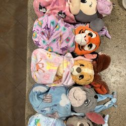 Disney Plushies In Blankets