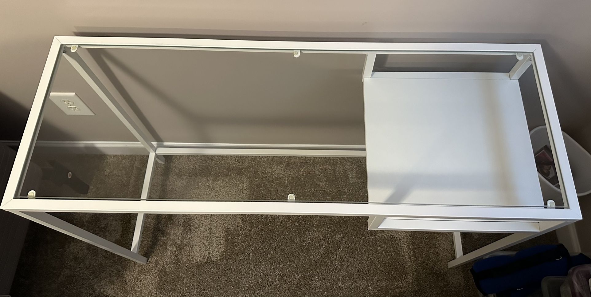 VITTSJÖ Laptop table, white/glass, 39 3/8x14 1/8