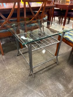 Metal Side Table with Glass Top