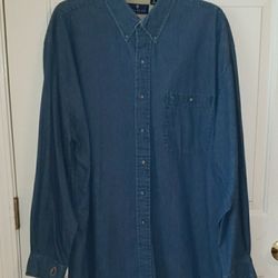 Vtg Bill Blass Blue Denim Button Down Shirt Size: XL