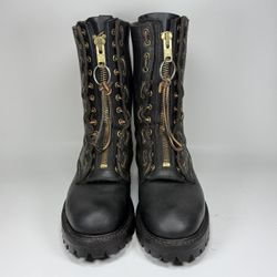 Nicks Men’s Black Leather Lace-Up Logger Boots US 8.5C Org. $700