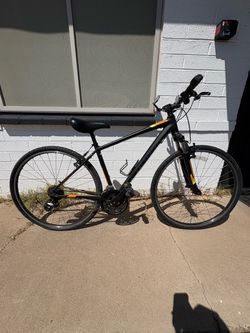 Black Hybrid Bike with Disc Brakes