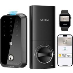 Smart Lock for Front Door HK01: Apple Home Ecosystem Fingerprint Keyless Door Lock, Supports Apple Home, Google, App Remote Control Keypad Door Lock, 