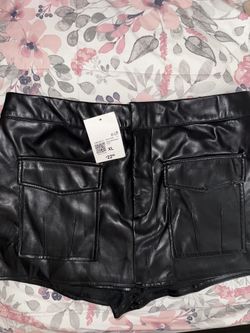 Forever 21 Black Leather Skirt Skort