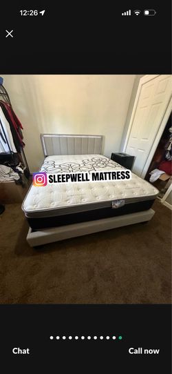 New Queen bed frame with mattress