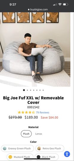 Big Joe Fuf Media Lounger Bean Bag Chair - Black