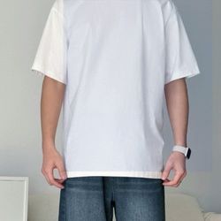 220G Heavyweight Pure Cotton Short-Sleeved T-Shirt with Round Neck, Casual Summer Style for Both Men and Women, Basic Solid Color, Japanese Style