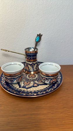 Hammered Copper , Bosnian  Coffee set , for two