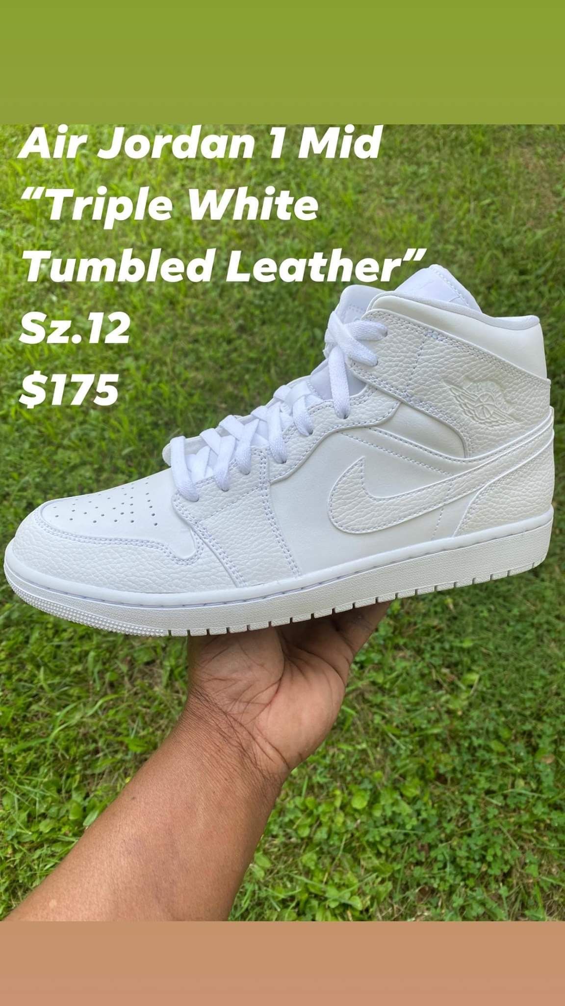 Air Jordan Retro 1 Mid “Triple White” Sz. 12