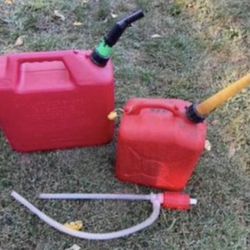Gas Cans and Syphon Pump. ** READ BELOW