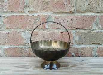 Vintage Small Brass Pierced Basket 