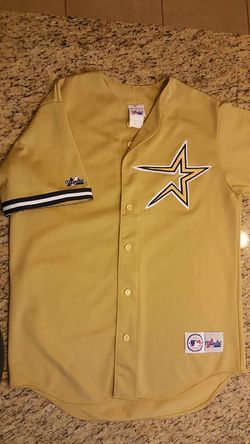 Vintage 90s Gold Houston Astros Jersey Stitched throwback Retro