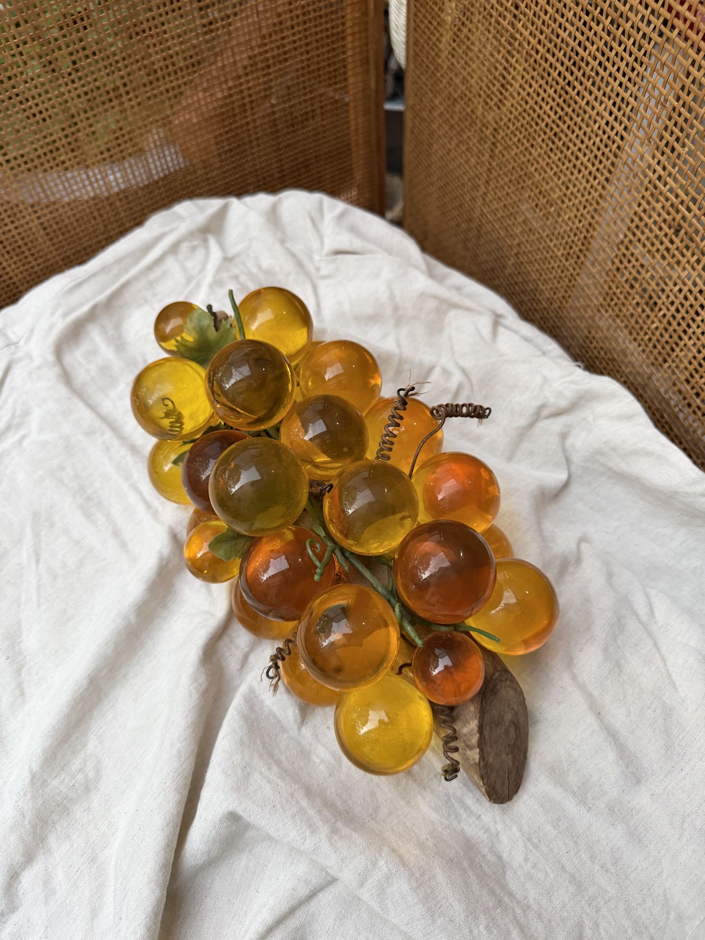 Vintage Lucite Amber Acrylic Grapes Decor