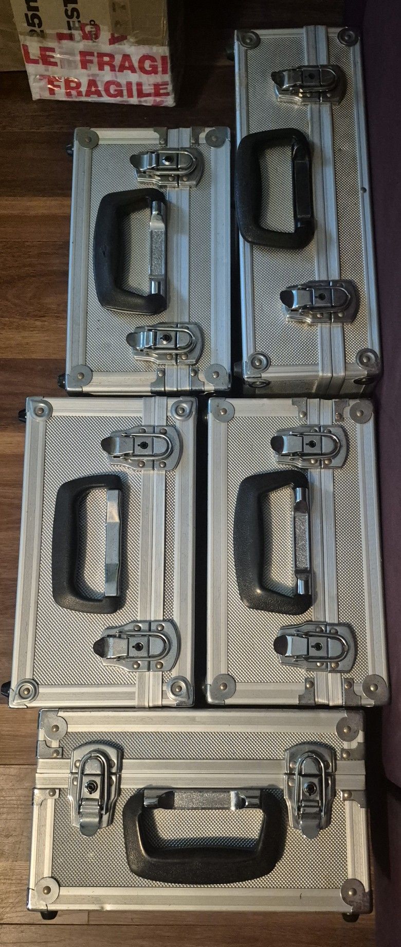 Cd storage cases writing on top perfect as new inside .from panorama city (20 each) No cds for sale