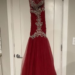 Red Mermaid Style Prom Dress