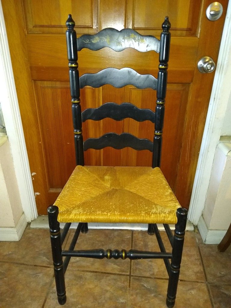 Vintage HITCHCOCK Ladder Back Chair with Artwork 