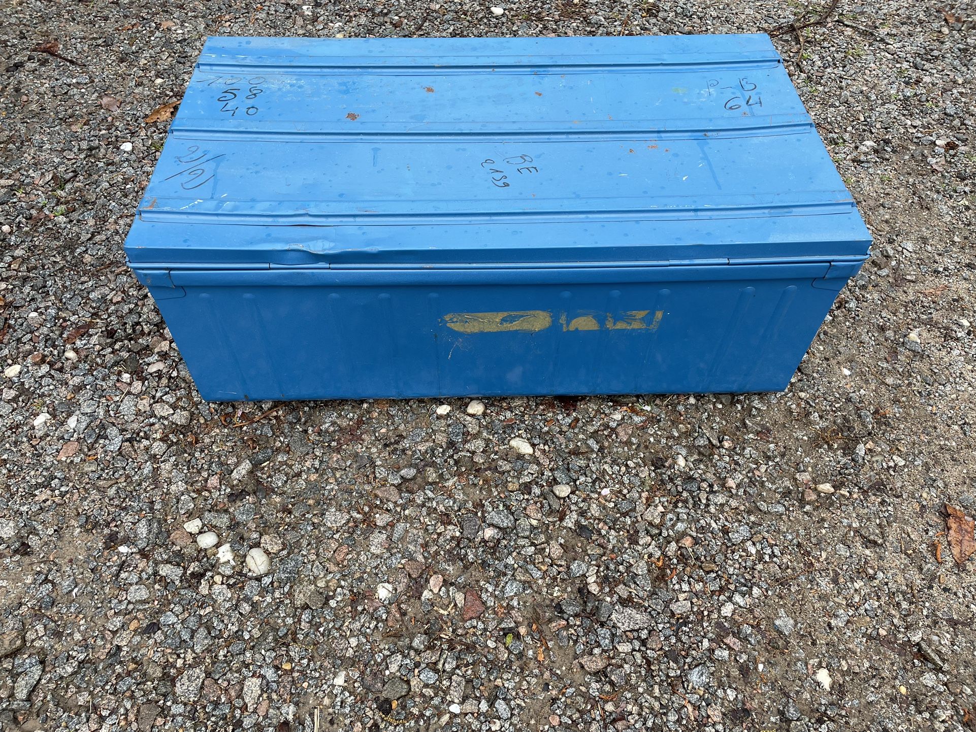 Blue Metal Storage Bin