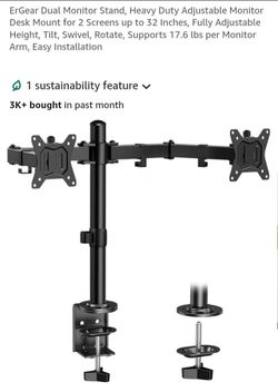 NEW DUAL MONITOR STAND HEAVY DUTY ADJUSTABLE DESK MOUNT
