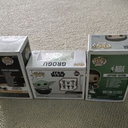 3 funco pops Perstrce Begerceron Jason Tadum and grougu all new with box