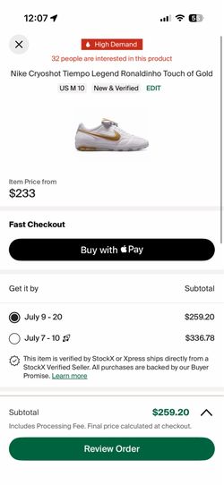Nike Cryoshot Tiempo Legend Ronaldinho size 10