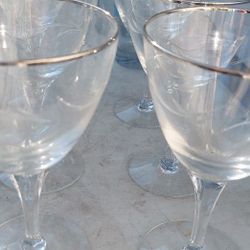 Silver Rimed Wine Glasses 