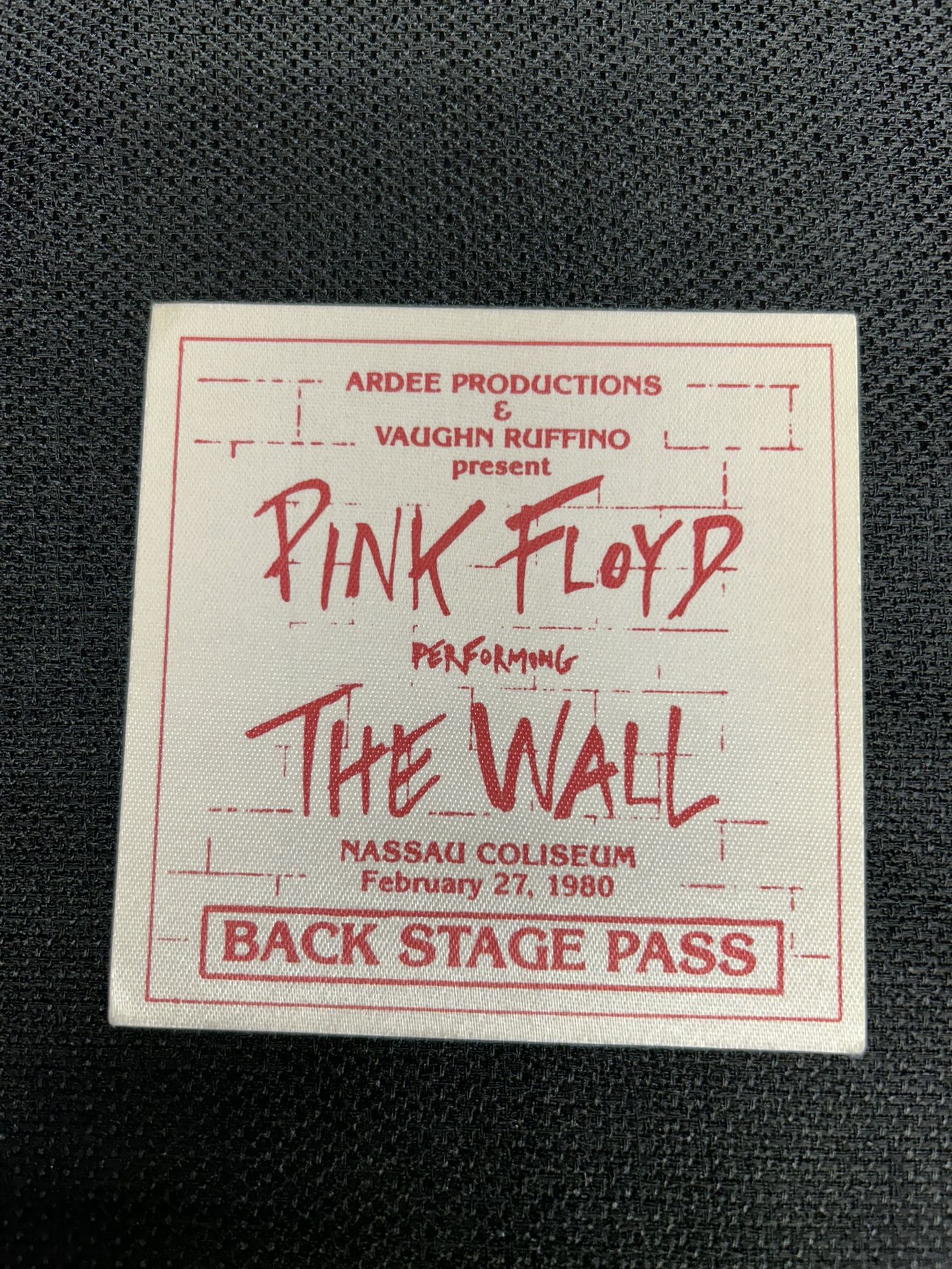 Vintage Pink Floyd The Wall Back Stage Pass