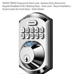 TEEHO TE002 Fingerprint Door Lock - Keyless Entry Electronic Keypad Deadbolt with 2 Backup Keys - Auto Lock - Easy Installation - Smart Locks for Fron