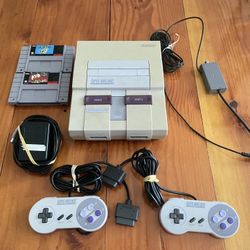 Super Nintendo SNES Console w/ OEM Controllers + w/super Mario & Taz Mania