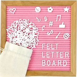 My Feltboard Pink Felt Letter Board Changeable Letters Oak Frame Mounting Hook