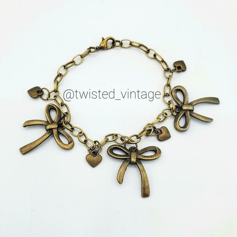 Handmade Lolita Bows Hearts Charm Bracelet Anklet