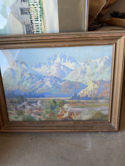 Framed Mountain Landscape Painting