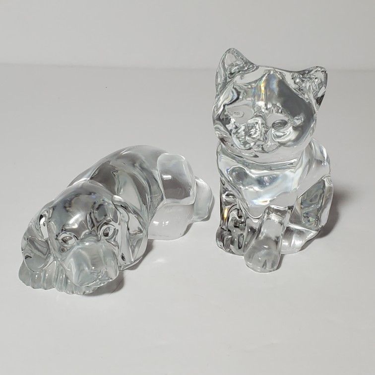 Glass Cat and Dog Paperweights $10 EACH