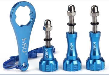 HSU Aluminum Thumbscrew Set + Wrench for Gopro Hero 13, 12, 11, 10, 9, 8, 7, 6, 5, 4, 3, Gopro Session, AKASO Campark and Other Action Cameras (Blue)