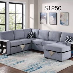 New Sleeper Sectional Couch With Storage / Free Delivery 