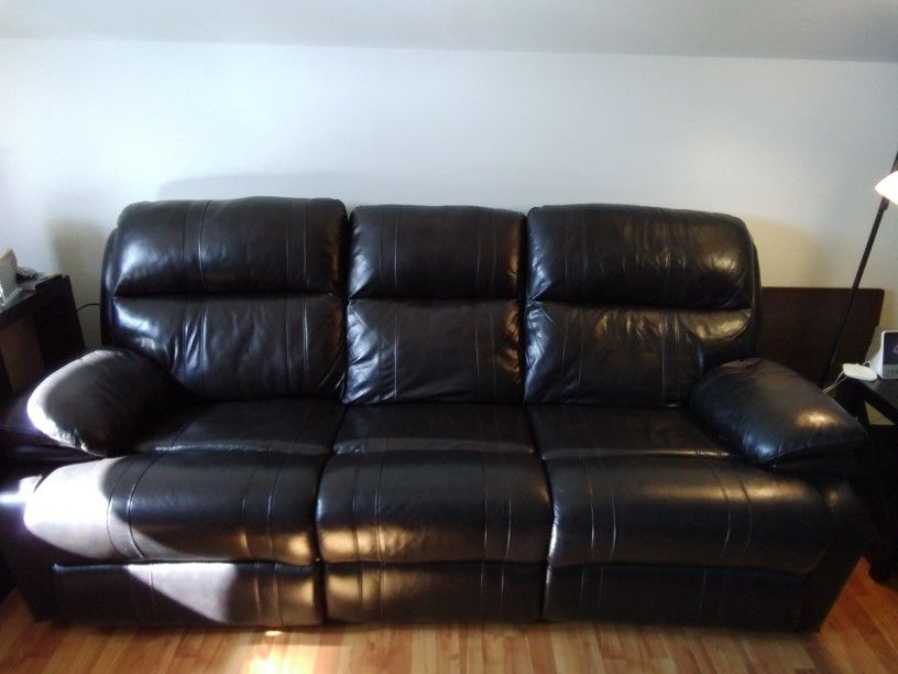 Living Room Set-Italian Leather Power Reclining Sofa And Loveseat