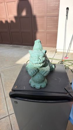 Green Large Unsealed Concrete Chinese Foo Dog Statue
