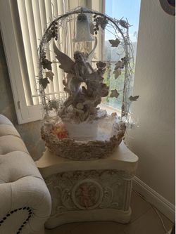 Fountain and table