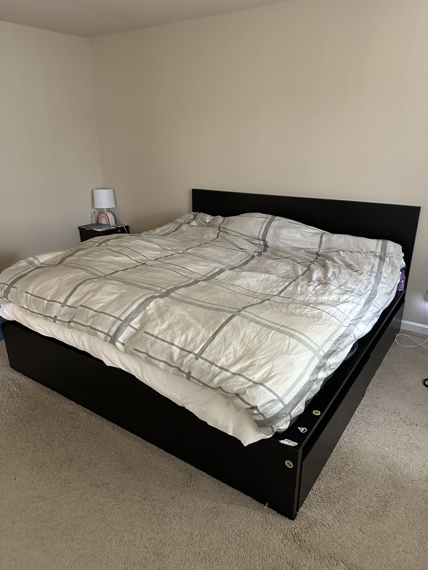 IKEA MALM King Bed Frame with 4 Storage Drawers – Black